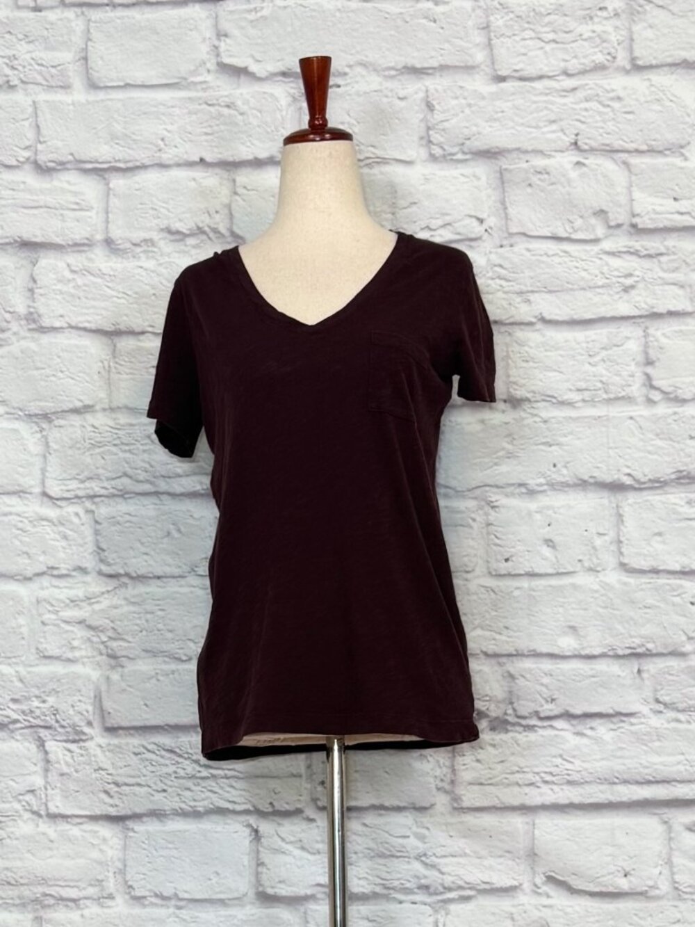 Madewell Maroon Whisper Cotton Pocket Tee Shirt